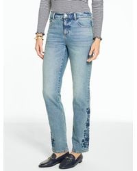 Talbots - Classic Relaxed Straight Leg Embroidered Jeans – Poppy Wash - Lyst