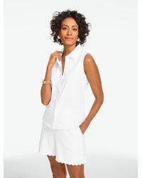Talbots - Eyelet Knit Sleeveless Button Front Top - Lyst
