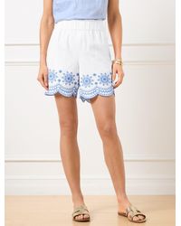 Talbots - Embroidered Washed Linen Pull-on Shorts - Lyst