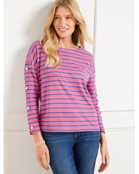 Talbots - Button Sleeve Crewneck T-shirt - Lyst