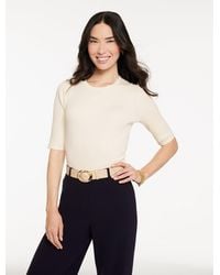 Talbots - Elbow Sleeve Ribbed Crewneck Sweater - Lyst