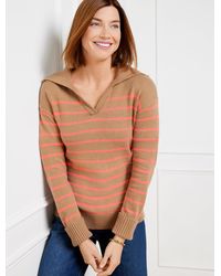 Talbots - Johnny Collar Striped Pullover Sweater - Lyst