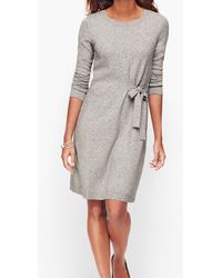 Talbots Tweed Side Tie Sweater Dress - Gray