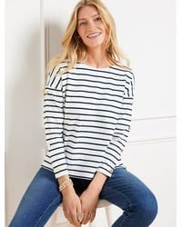 Talbots - Button Sleeve Crewneck T-shirt - Lyst