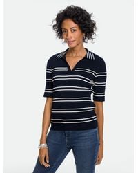 Talbots - Ribbed Elbow Sleeve Polo - Lyst