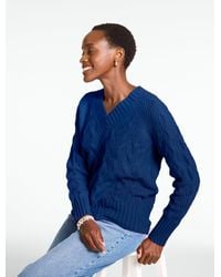 Talbots - Cable Knit V-neck Sweater - Lyst