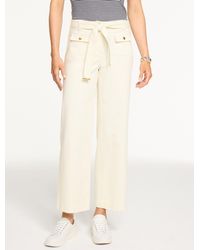 Talbots - Wide Ankle Belted Twill Pants - Lyst