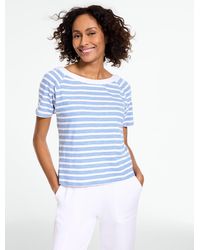 Talbots - Button Back Crewneck Slub T-shirt - Lyst