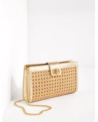 Talbots - Metallic Leather Trim Caning Clutch - Lyst