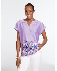 Talbots - Soft Satin Charmeuse Split Neck Top - Lyst