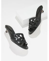 Talbots - Raquel Perforated Vachetta Kitten Heel Mules - Lyst