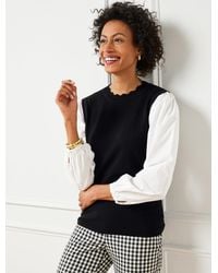 Talbots - Woven Sleeve Pullover Sweater - Lyst