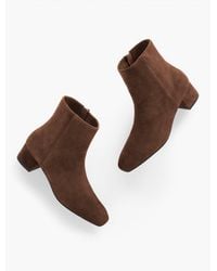 Talbots - Perla Suede Block Heel Ankle Boots - Lyst