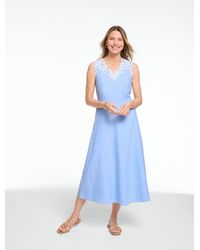 Talbots - Embroidered Linen Fit & Flare Dress - Lyst