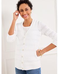 Talbots - V-neck Pointelle Girlfriend Cardigan Sweater - Lyst