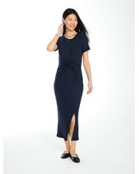 Talbots - Ribbed Twist Front Midi Dress - Lyst
