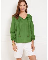 Talbots - Pleated Tie Neck Top - Lyst
