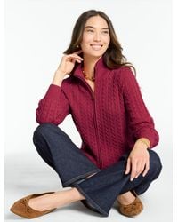 Talbots - Cable Knit Full-zip Cardigan Sweater - Lyst