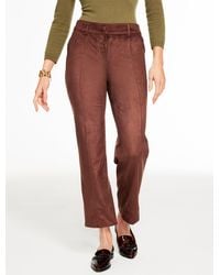 Talbots - Slim Wide Ankle Faux Suede Pants - Lyst