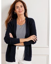 Talbots - Cable Knit V-neck Cardigan Sweater - Lyst