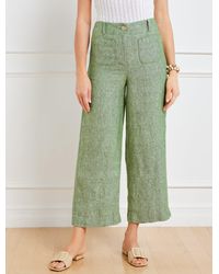 Talbots - Wide Crop Patch Pocket Washed Linen Pants - Lyst