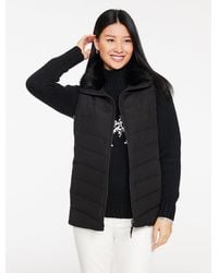 Talbots - Faux Fur Collar Down Puffer Vest - Lyst