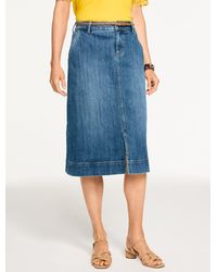 Talbots - Denim A-line Midi Skirt - Lyst