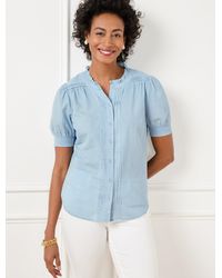 Talbots - Stitch Pleat Chambray Top - Lyst