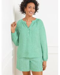 Talbots - Lantern Sleeve Linen Top - Lyst