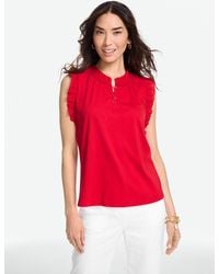 Talbots - Flutter Sleeve Mixed Media Top - Lyst