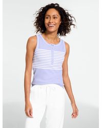 Talbots - Draped Rib Henley Sleeveless Tank Top - Lyst