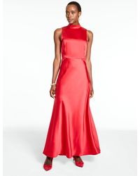 Talbots - Rsvp Lace Trim Satin Fit & Flare Dress - Lyst