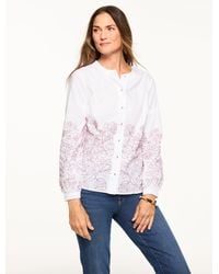 Talbots - Contrast Embroidered Poplin Top - Lyst