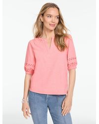 Talbots - Zig Zag Stitch Elbow Sleeve Top - Lyst