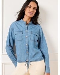 Talbots - Tie Front Denim Top - Lyst