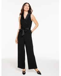 Talbots - Polished Crepe Tuxedo Wide Leg Jumpsuit Dress - Lyst