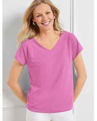 Talbots - Linen Blend Raglan V-neck T-shirt - Lyst