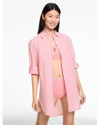 Aqua Club - Seersucker Shirt Cover-up - Lyst