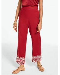 Talbots - Linen Blend Embroidered Straight Ankle Pull-on Pants - Lyst