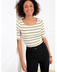 Talbots - Lace Trim Ballet Neck T-shirt - Lyst