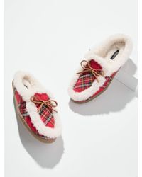 Talbots - Marley Flannel Classic Shearling Slippers - Lyst