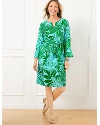 Talbots - Ruffle Cuff Belted Linen Blend Dress - Lyst