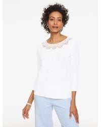 Talbots - Lace Trim Crewneck Top - Lyst