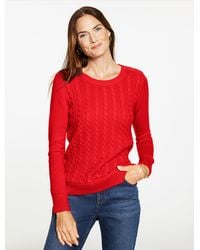 Talbots - Cable Knit Crewneck Sweater - Lyst