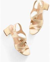 Talbots - Millie Straps Metallic Nappa Block Heel Sandals - Lyst