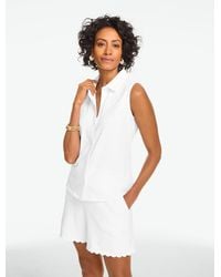 Talbots - Eyelet Knit Sleeveless Button Front Top - Lyst