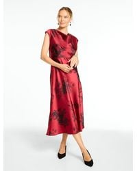 Talbots - Rsvp Satin Cowl-neck Midi Dress - Lyst