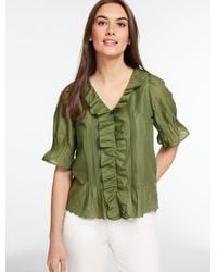 Talbots - Embroidered Eyelet Ruffle Top - Lyst