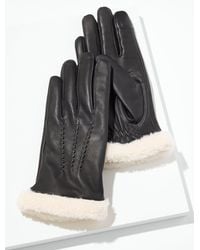 Talbots - Shearling Trim Leather Gloves - Lyst