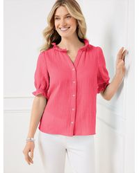 Talbots - Smocked Gauze Top - Lyst